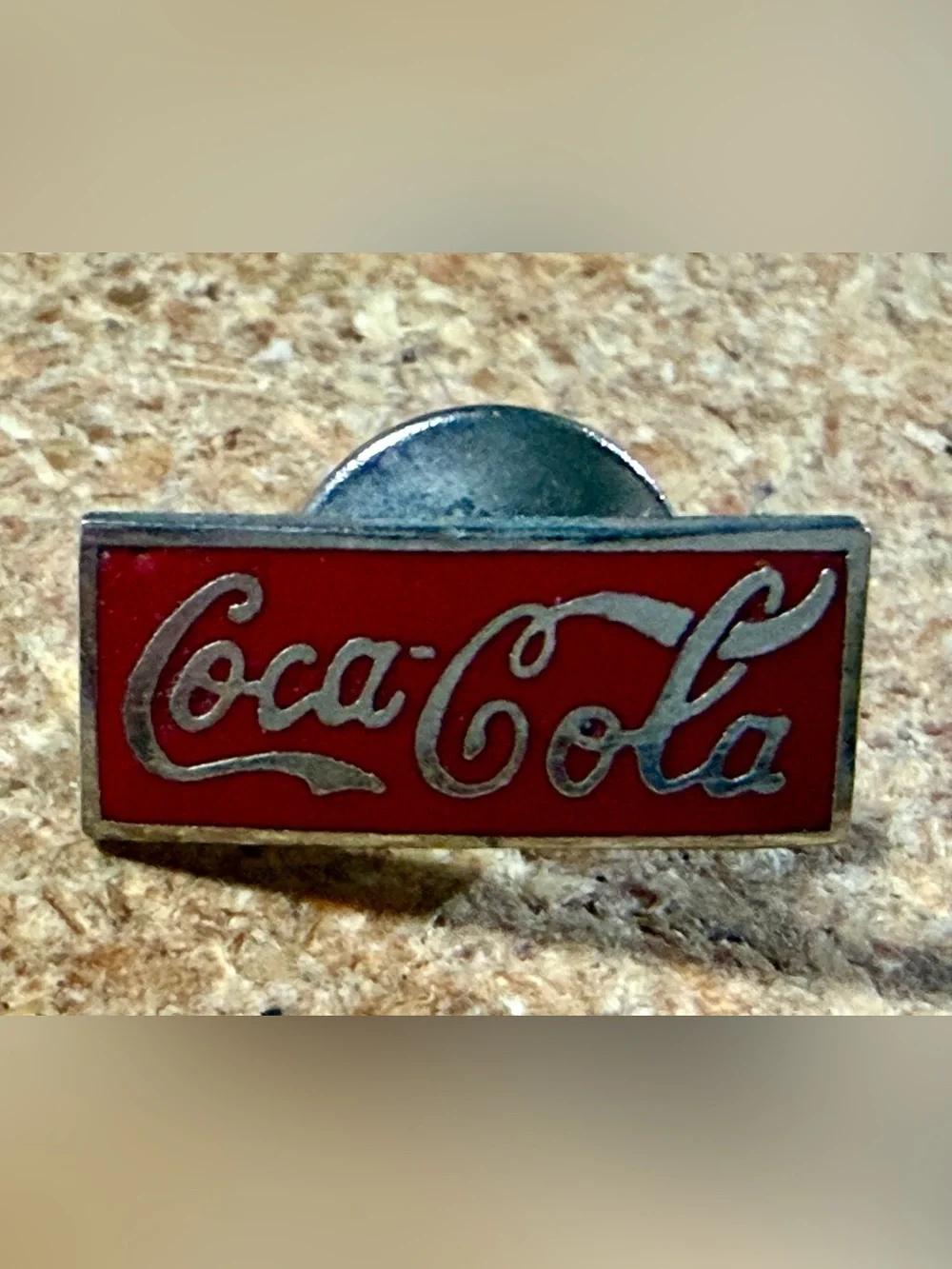 Vintage Coca-Cola Bar Sign Logo Enameled Silver Tone Lapel Pin Memorabilia